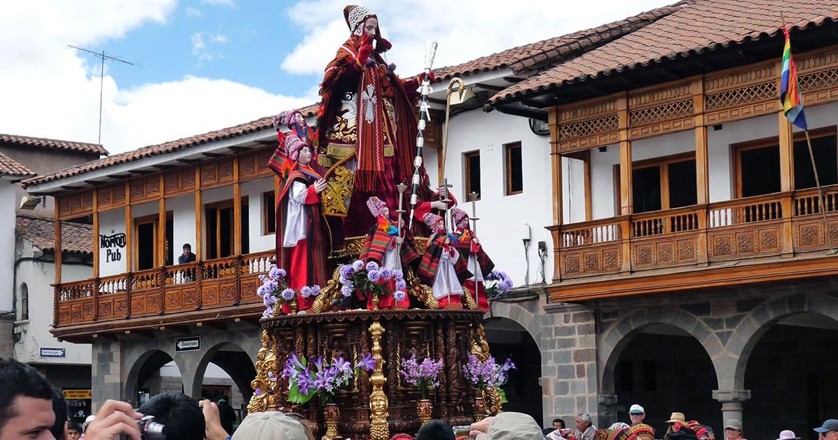 A procession at Corpus Christi in Cusco. Image: "Corpus Christi in Cusco, Peru" by  karlnorling is licensed under CC BY 2.0.