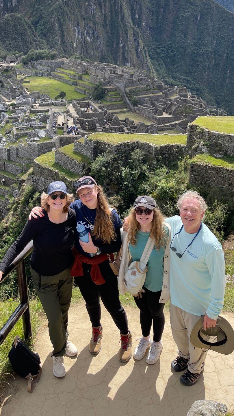 Group of travelers in ruins