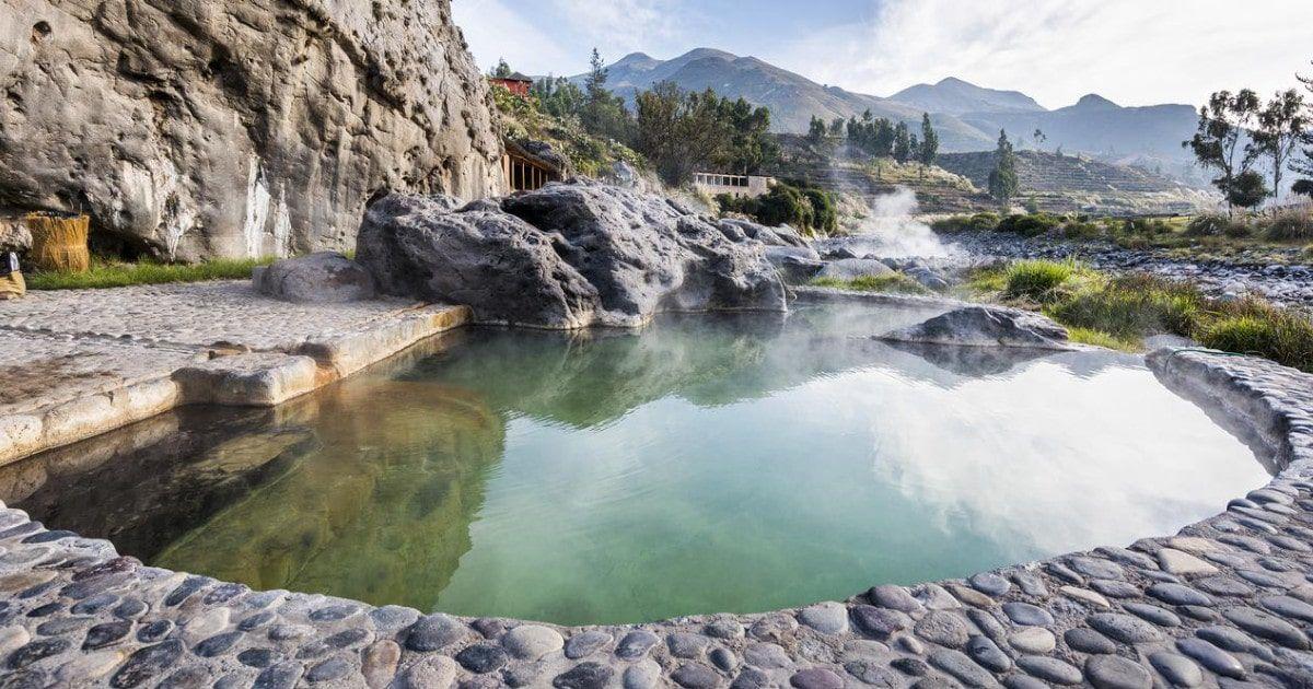Hot springs nestled in the canyon landscape at Colca Lodge's Eco Thermal Spa. Photo by Colca Lodge.