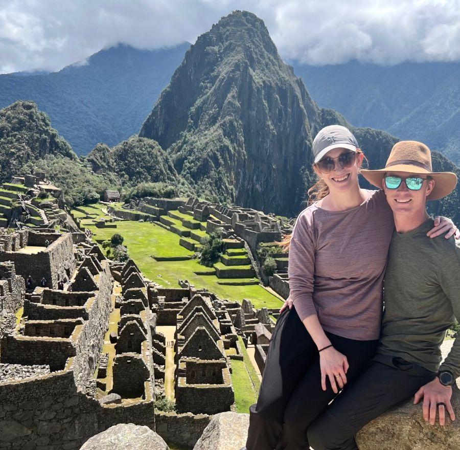 Couple photo with Machu Picchu on the back