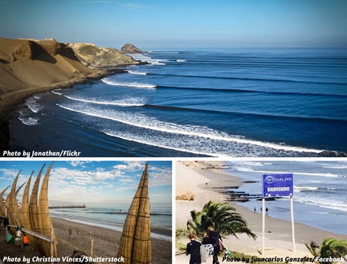 Photo collage of Chicama and Huanchaco, Peru