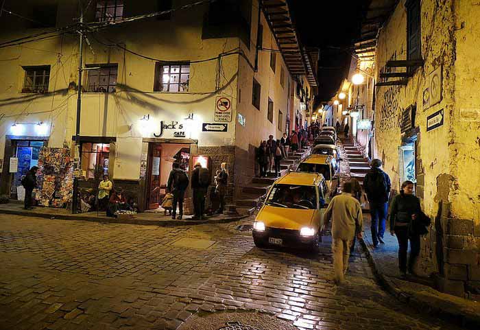 The exterior of Jack's Cafe, a popular hangout in Cusco.