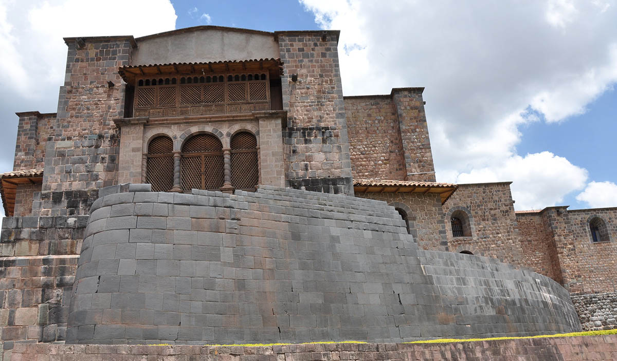 Facade of Coricancha and Santo Domingo. Layers of unique stone masonry from the Incas and Spanish.