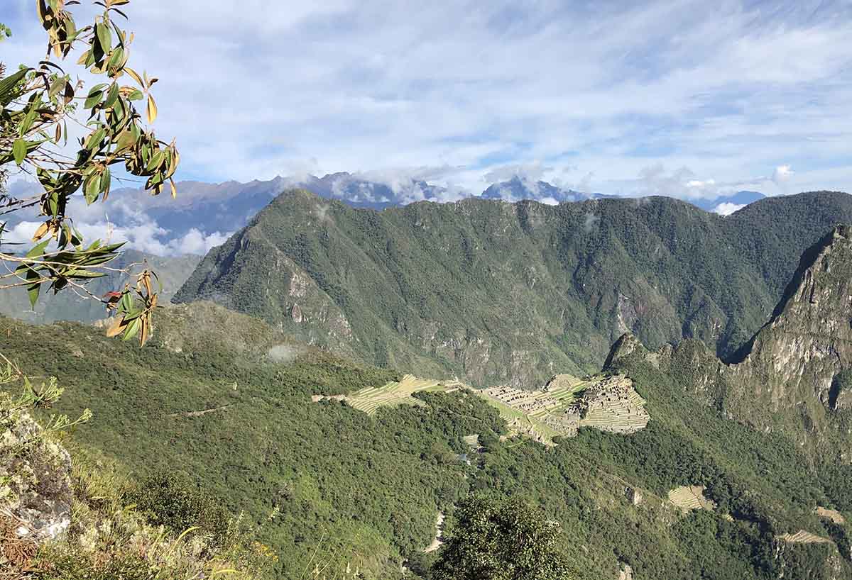 A view of the Inca Trail as it meets up with Machu Picchu.