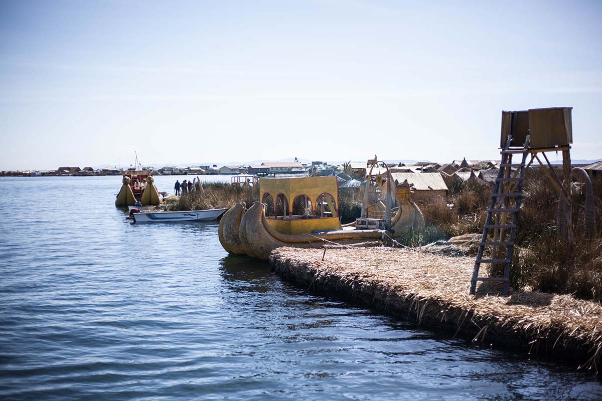 The floating Uros Islands of Lake Titicaca also have boats made of the reed.