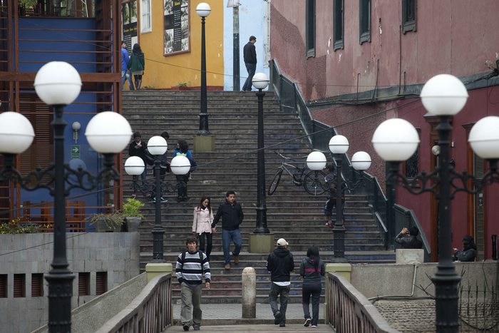 Locals walking through Barranco, Lima's bohemian district.