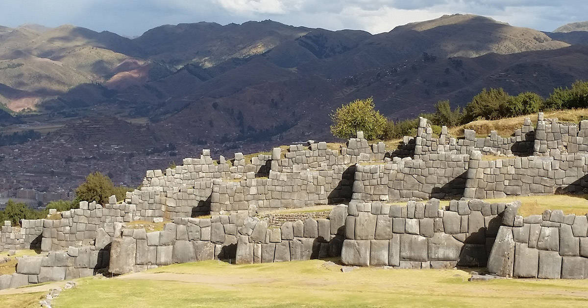 The fortress of Sacsayhuamán, an important Inca ruin located above the city of Cusco.