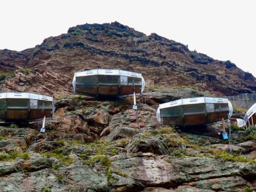 Cliffside pods at Skylodge Adventure Suites, a one-of-a-kind hotel in Peru's Sacred Valley.