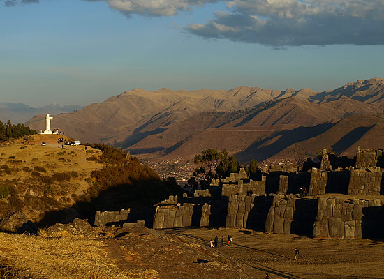 The view of Cristo Blanco from Sacsayhuaman, Peru